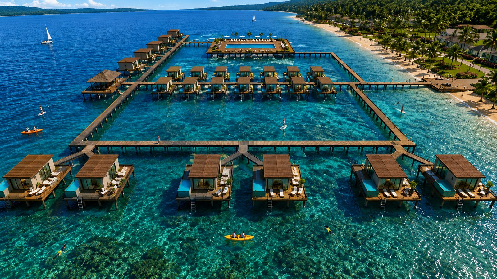 Lake Resort Samaya - ponton d'accès et villas sur l'eau